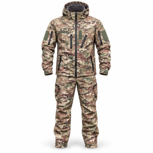 Зносостійкий армійський костюм Soft shell+фліс Soft Shell multicam фото