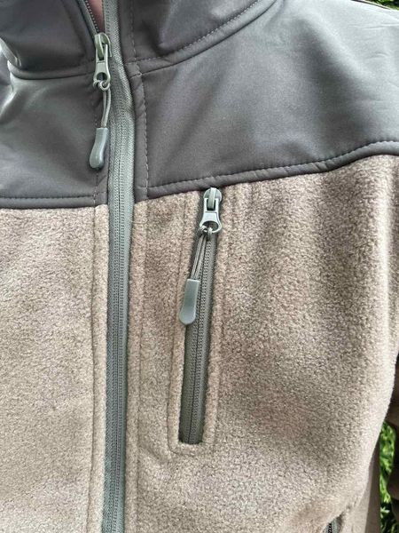 Тепла флісова куртка хаки со вставками Soft Shell,флисовая кофта Турция S,M,L,XL,XXL,XXXL. Кофта флис хаки Soft shel фото