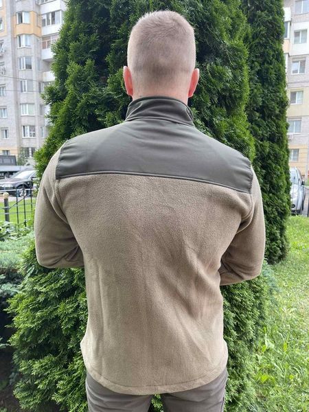 Тепла флісова куртка хаки со вставками Soft Shell,флисовая кофта Турция S,M,L,XL,XXL,XXXL. Кофта флис хаки Soft shel фото