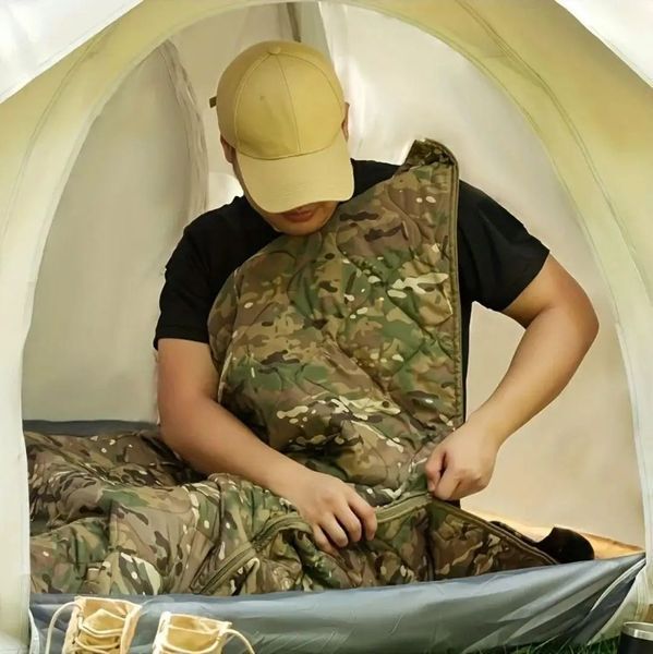 Пончо-накидка спальник, утеплений від дощу та снігу, камуфляж Спальник 3 в 1 фото