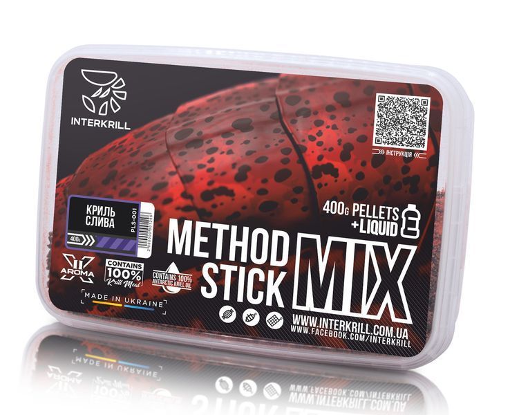 Пеллетс Interkrill "METHOD/STICK MIX" с ликвидом Криль-Слива PLS-001 фото
