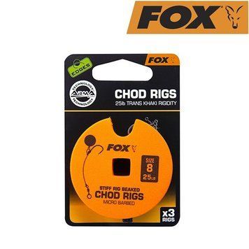 Готовые поводки чод-риг Fox Edge Armapoint Stiff Rig Beaked Chod Rigs 25lb с крючками №8 (3шт) CCR159 фото