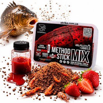 Пеллетс Interkrill "METHOD/STICK MIX" с ликвидом Криль-Клубника PLS-002 фото