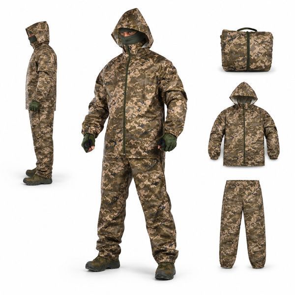 Костюм дождевик маскировочный штаны + куртка, MM-14, пиксель  (не шерудит) Костюм дождевик пиксель фото