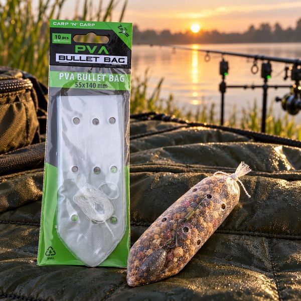 Перфоровані ПВА-пакети Carp Zoom PVA Bullet Bag 55&times;140 мм зі шнурком CZ7518 фото