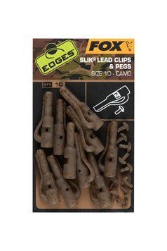 Безпечні кліпси зі стопорами FOX Edges Camo Size 10 Slik lead clip + pegs, 10шт CAC809 фото