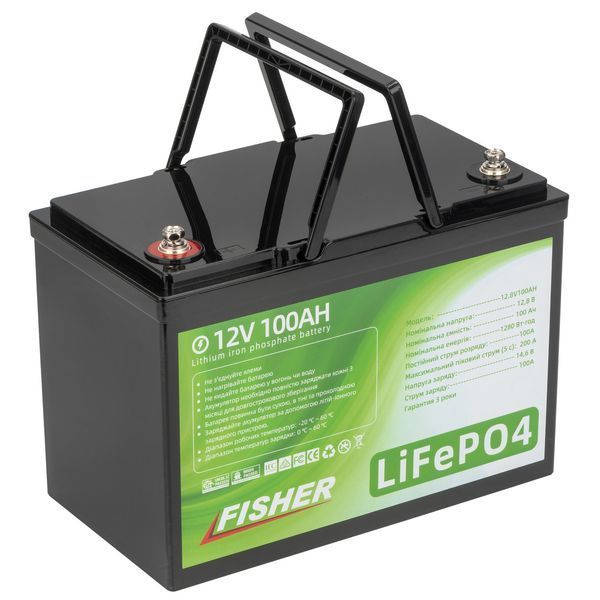 Літій-ферумний акумулятор Fisher LiFePO4 100A/h 12V, аккумулятор глубокого разряду Fisher LiFePO4 T12100 фото