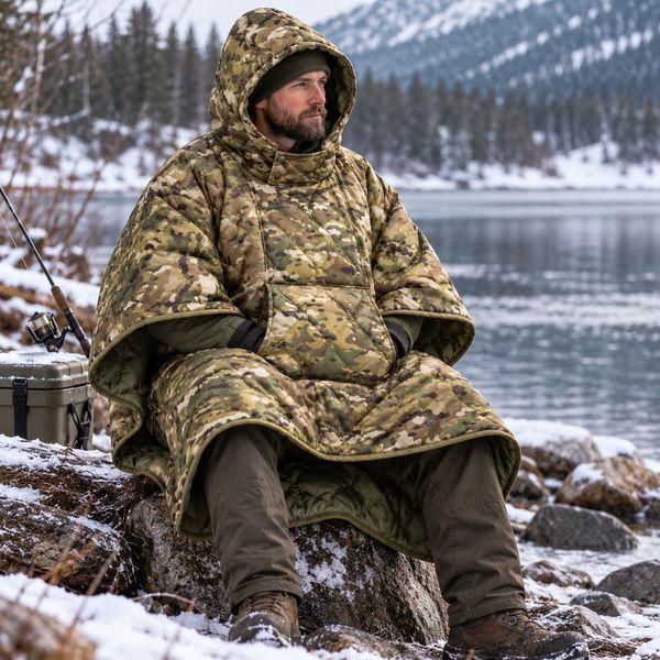 Спальник-пончо 4 в 1 Multicam утеплен для рыбалки, охоты и кемпинга Спальник 3 в 1 мультикам фото