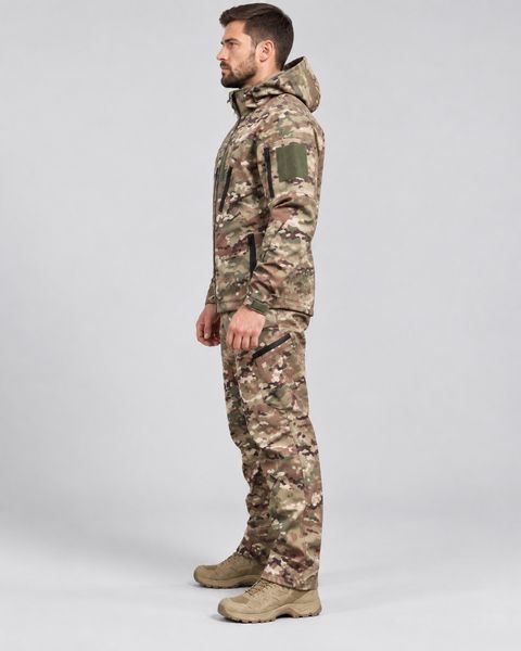 Демисезонный водонепроницаемый костюм (Soft shell+флис) 10 000мм! Soft Shell multicam фото