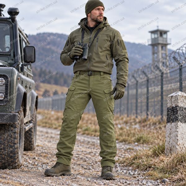 Утепленные тактические брюки Softshell STORM IX-7 Olive PA-02 &mdash; микрофлис, 10 000 мм IX-7 PA-02 хаки фото