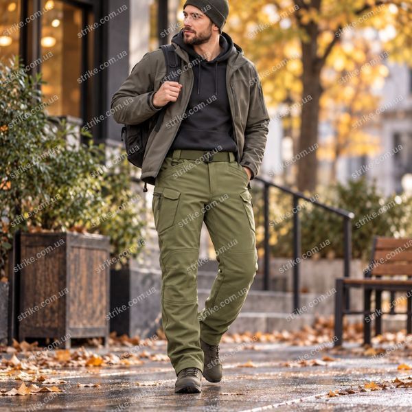 Утепленные тактические брюки Softshell STORM IX-7 Olive PA-02 &mdash; микрофлис, 10 000 мм IX-7 PA-02 хаки фото