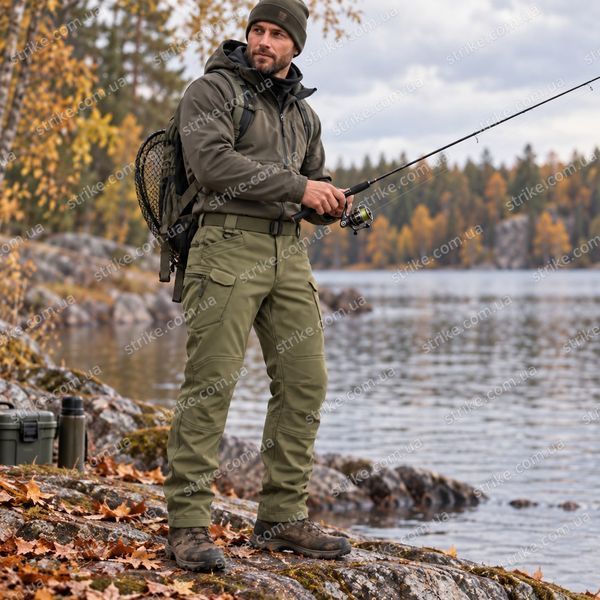 Утепленные тактические брюки Softshell STORM IX-7 Olive PA-02 &mdash; микрофлис, 10 000 мм IX-7 PA-02 хаки фото