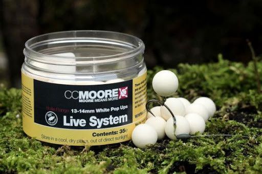 Коропові бойли поп-апи CC Moore Live System White Pop Ups 14мм (35шт) 90127 фото