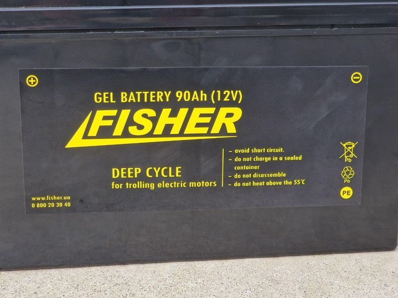 Гелевий акумулятор Fisher 90A/h 12В, тяговий акумулятор глубокого розряду для човнових електродвигунів Fisher 90AH GEL F фото