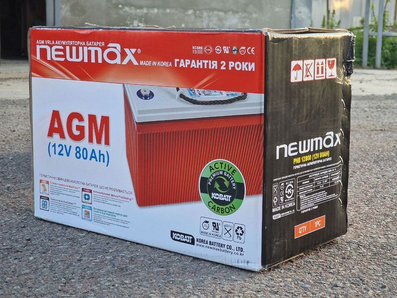 AGM акумулятор NewMax 80А/ч (Корея), фірмовий АГМ акумулятор Нюмакс (Newmax 80a/h) 80Ah PNB12800 agm фото