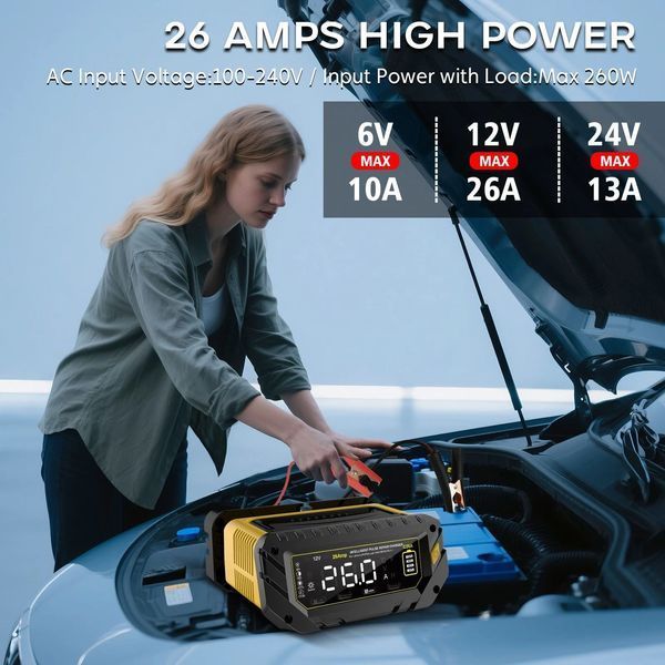 Автоматичний зарядний пристрій HTRC Smart 26A 12 V / 24 V для LiFePO4 і AGM акумуляторів, інтелектуальне заряджання АКБ 240 W HT-RC C26A фото