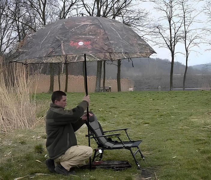 Зонт-палатка камуфльований Carp Zoom Umbrella Shelter CZ5975 (250см), фірмова парасолька-намет Carp Zoom CZ5975 фото