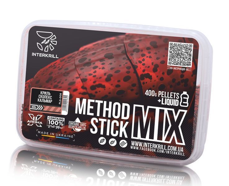Пелетс Interkrill "METHOD/STICK MIX" з ліквідом скопекс-кальмар PLS-008 фото