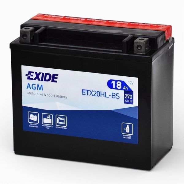 Акумуляторна батарея для мототехніки EXIDE AGM ETX20HL-BS 18Ah ETX20HL-BS фото