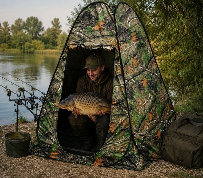 Рибальський намет Carp Zoom Camou Pop Up Shelter, 150x150x180cm CZ7472, палатка автомат з кілочками в комплекті CZ7472 фото