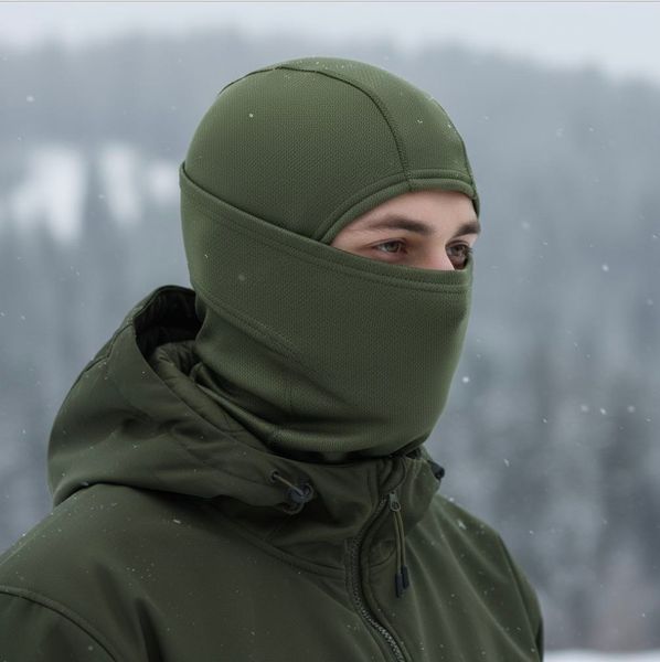 Тактическая балаклава маска для лица универсальная на флисе полумаска унисекс цвет олива Тактическая маска олива фото