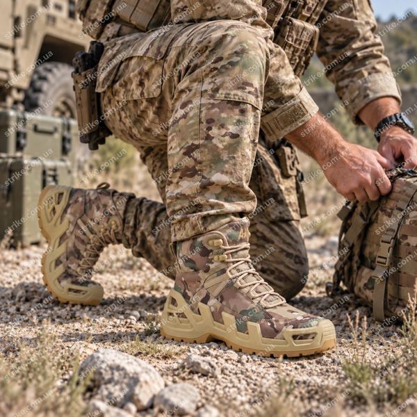 Высокие тактические ботинки AK &laquo;Зубы&raquo; Multicam &mdash; Cordura / GORE-TEX, усиленная подошва Ботинки АК мультикам фото