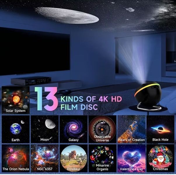 Проєктор зоряного неба Galaxy Projector 13-в-1 4K HD з 13 дисками, ефектом падаючих зірок Galaxy Projector фото