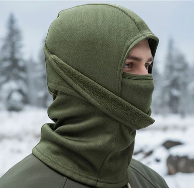Тактическая балаклава маска для лица универсальная на флисе полумаска унисекс цвет олива Тактическая маска олива фото