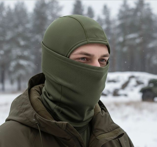 Тактическая балаклава маска для лица универсальная на флисе полумаска унисекс цвет олива Тактическая маска олива фото