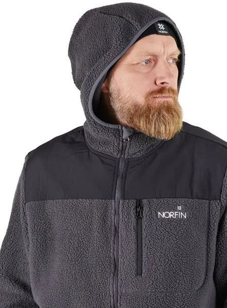 Флисовая куртка мужская Norfin POLARGUARD с капюшоном теплая зимняя из плотного флиса 360 г/м&sup2; Norfin POLARGUARD GR фото
