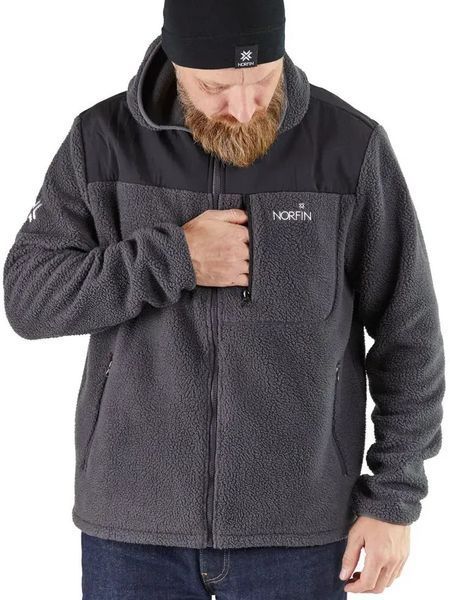 Флисовая куртка мужская Norfin POLARGUARD с капюшоном теплая зимняя из плотного флиса 360 г/м&sup2; Norfin POLARGUARD GR фото
