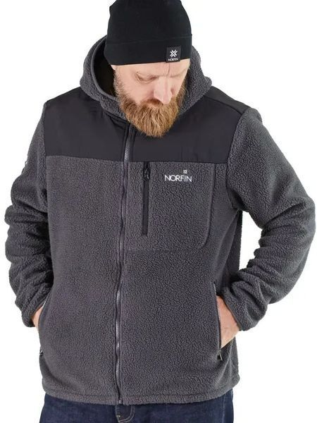 Флисовая куртка мужская Norfin POLARGUARD с капюшоном теплая зимняя из плотного флиса 360 г/м&sup2; Norfin POLARGUARD GR фото