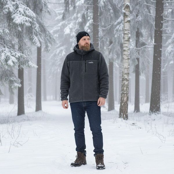 Флисовая куртка мужская Norfin POLARGUARD с капюшоном теплая зимняя из плотного флиса 360 г/м&sup2; Norfin POLARGUARD GR фото