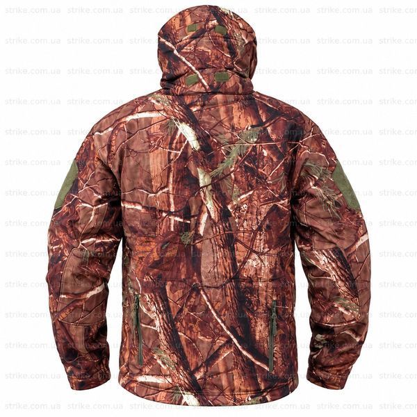 Костюм мужской демисезонный Softshell на флисе водозащитный для охоты, рыбалки, туризма и квадроцикла, камуфляж Лес Soft shell shark дубок фото