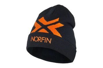 Шапка в'язана акрил Norfin STAR OR чорна з помаранчивим 302722 фото