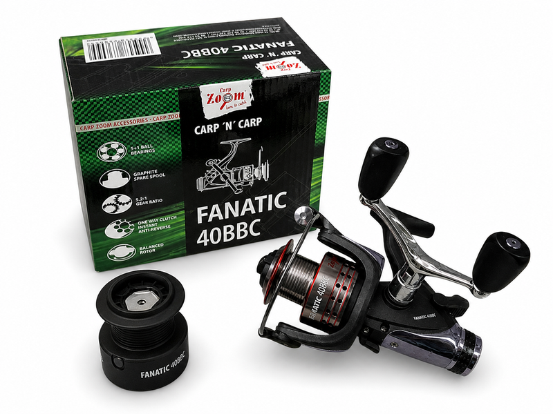 Котушка коропова Carp Zoom Fanatic 40BBC з байтранером, 5+1 підшипників, запасна шпуля CZ8099 фото