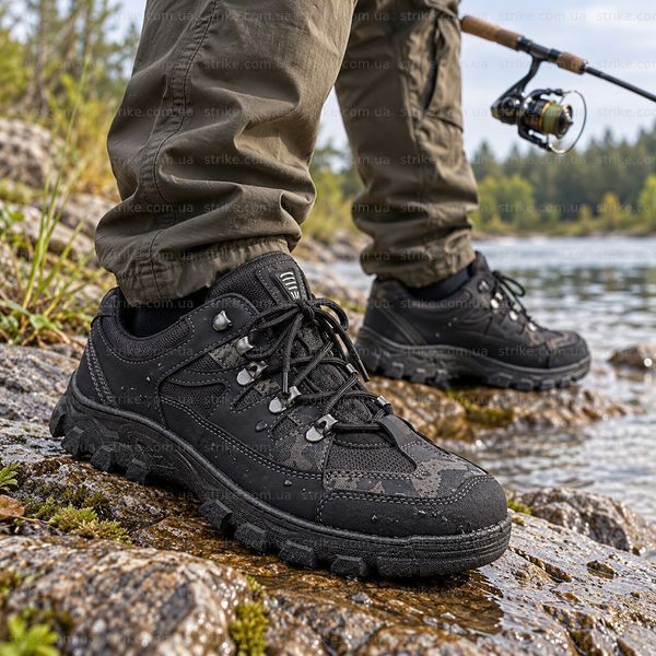 Кроссовки DAGO Style 22-07 Black Pixel мужские &mdash; чёрные тактические, рельефная ПВХ подошва, для города, работы и активного отдыха 22-07 черный пиксель фото