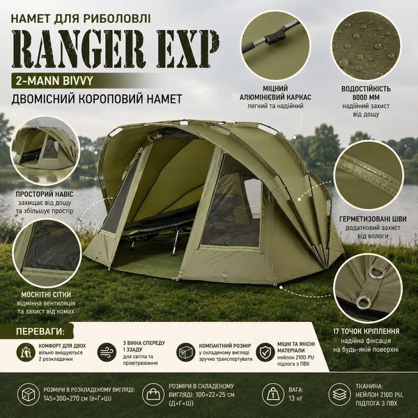 Намет короповий RANGER EXP 2-mann Bivvy (RA 6609) RA 6609 фото