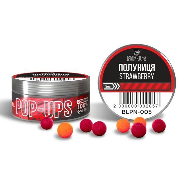 Поп апы Interkrill POP-UP 8mm Strawberry/Клубника, 15г BLPN-005 фото