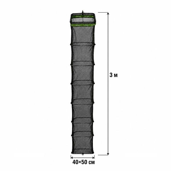 Садок для риби Carp Zoom Excellent Keepnet 3 м, 40&times;50 см, прямокутний із поворотним кріпленням CZ4555 фото