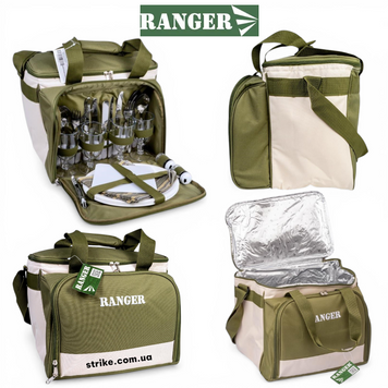 Туристический набор для пикника на 4 персоны Ranger Lawn, фирменный набор посуды в термосумке RA 9909 фото