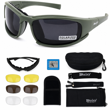 Тактичні окуляри Daisy X7 USA Military (у чохлі зі змінними лінзами) Daisy Polarized X7 Khaki фото