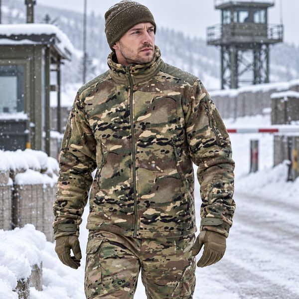Кофта флісова тактична ESDY Multicam 320 г/м&sup2;, тепла військова фліска на блискавці Кофта ESDY Мультикам  фото