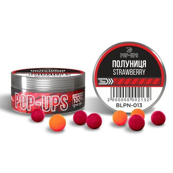 Поп апы Interkrill POP-UP 10mm Strawberry/Клубника, 15г BLPN-013 фото