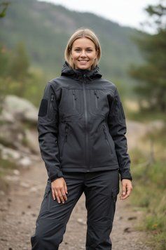 Тактическая женская куртка 4 кармана Eagle Soft Shell на флисе, чёрная JA-01-0 woman фото