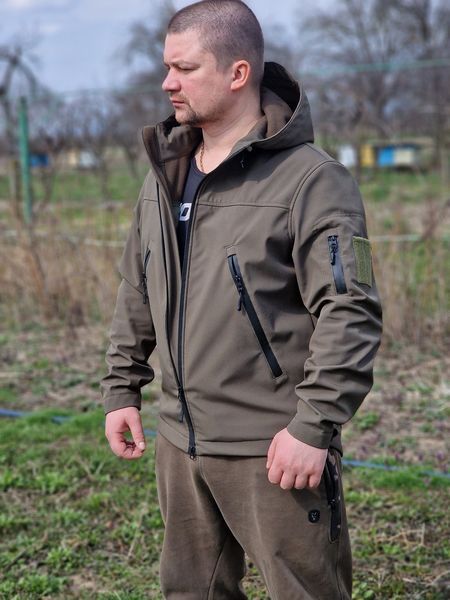 Куртка демисезонная, водонепроницаемая Soft Shell (софт шелл), 52-54р. Куртка Soft Shell хаки фото