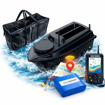 Кораблик для риболовлі Flytec V030 з кольоровим ехолотом та чохлом в комплекті (GPS 180 точок, прикормка до 3кг) Flytec V030 эхолот фото