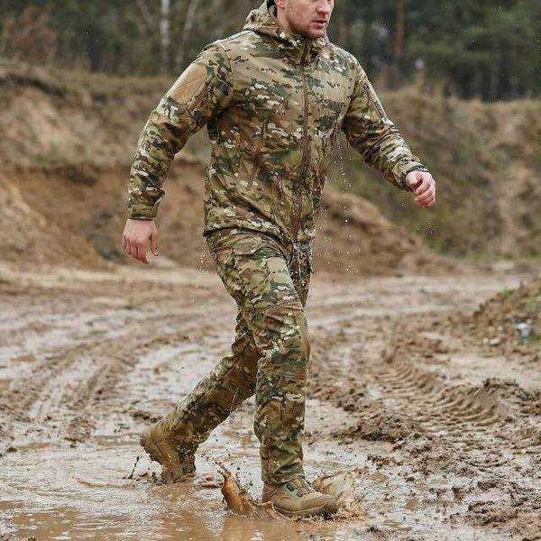 Тактический костюм Esdy Soft shell, демисезонный водоотталкивающий костюм, мультикам Soft shell мультикам фото