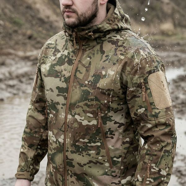 Тактический костюм Esdy Soft shell, демисезонный водоотталкивающий костюм, мультикам Soft shell мультикам фото