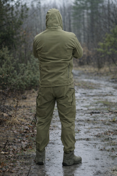 Мужской тактический костюм Esdy Soft shell, фирменный костюм водоотталкивающий, хаки Soft shell хаки фото